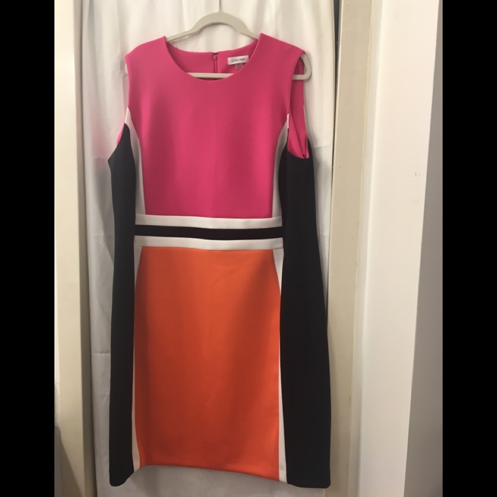 Pink & Orange Color block Calvin Klein Dress